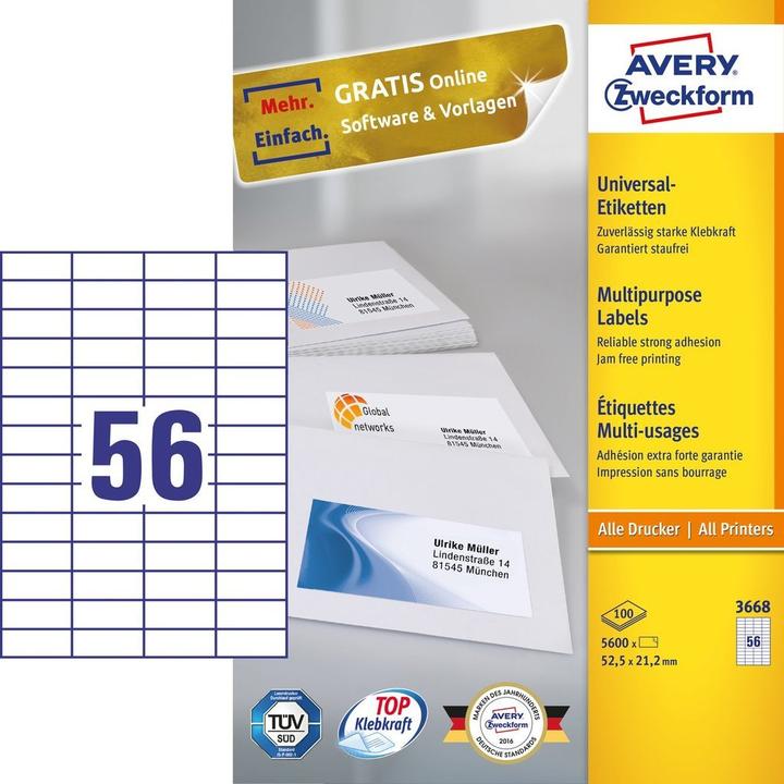 Actual product image Avery Universal labels