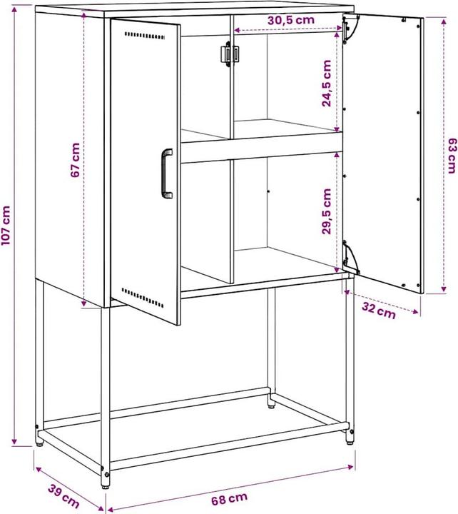 Produktbild vidaXL Highboard (68.50 x 38.50 x 107 cm)
