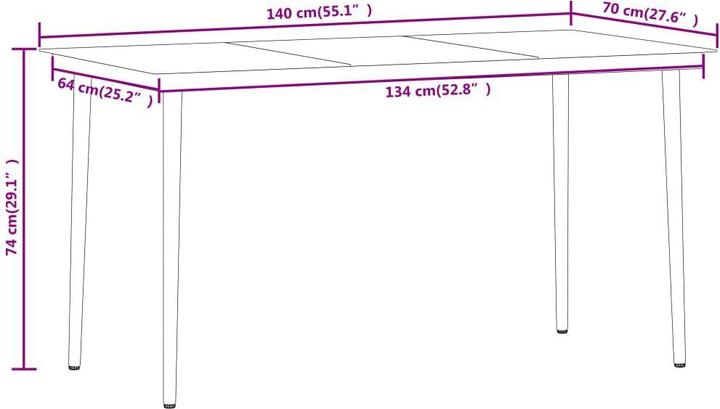 Produktbild vidaXL Garten-Essgruppe (140 x 70 x 74 cm)