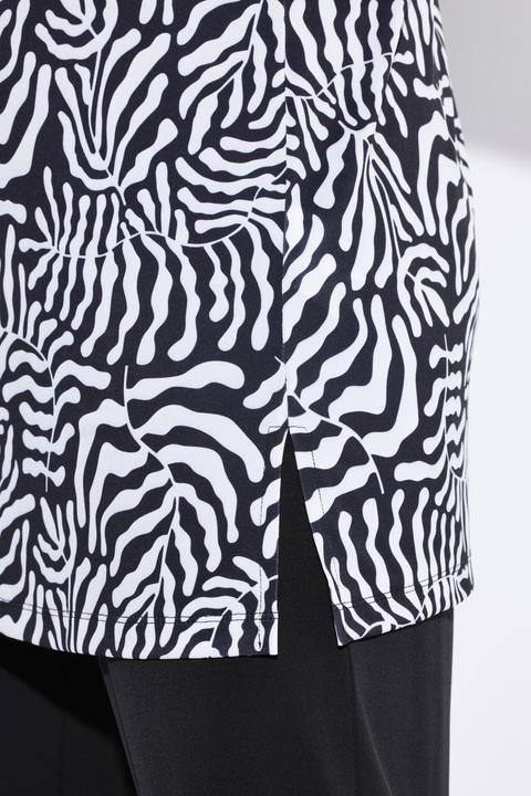 Actual product image Ulla Popken Matte Jersey Short Sleeve Leaf Print Tunic (68)