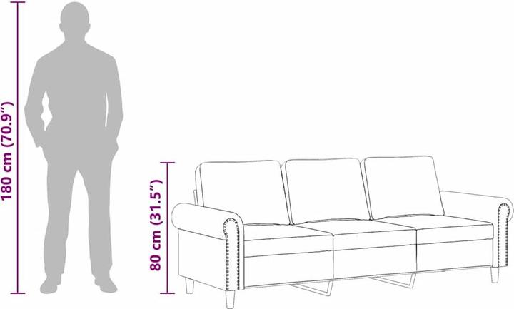 Produktbild vidaXL 3-Sitzer-Sofa 180 cm Samt (3-Sitzer)