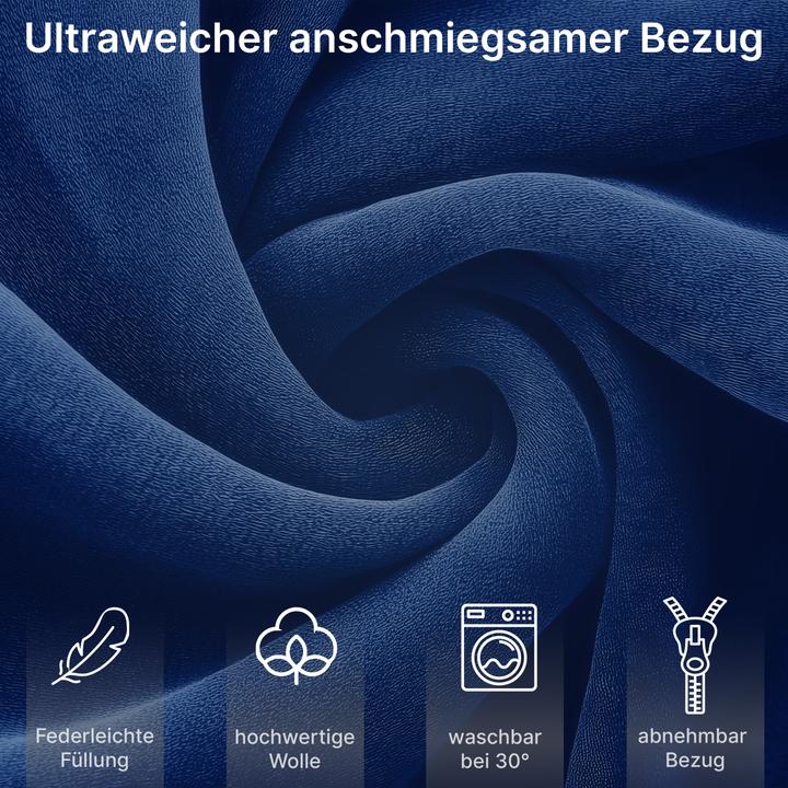 Produktbild Eloneo Seitenschläferkissen mit Bezug, Stillkissen, Schwangerschaftskissen XXL, Blau (153 x 97 cm)