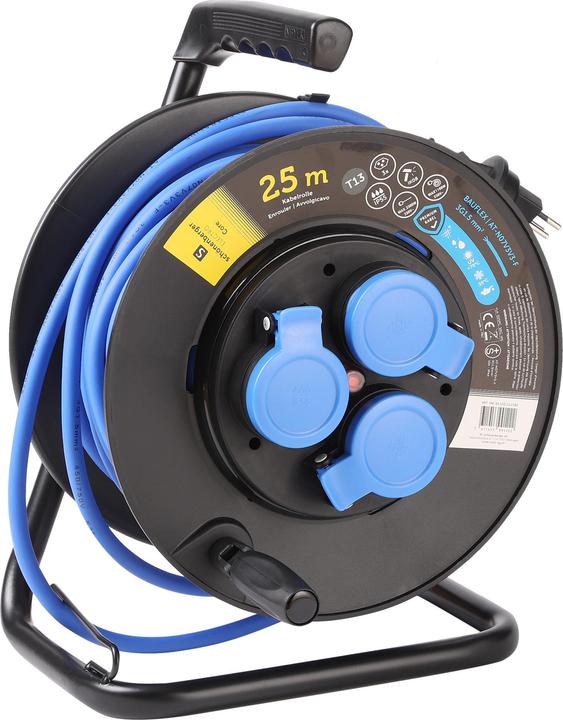 Produktbild Schönenberger Kabelrolle Kunststoff T13 IP55 25m Bauflex 3 x T13 (25 m, 1.50 mm²)