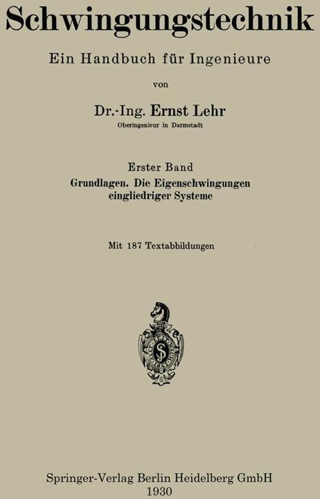 Produktbild Schwingungstechnik. Ein Handbuch für Ingenieure (Deutsch, 1930)
