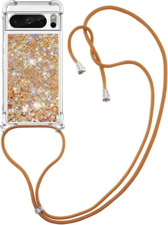 Actual product image Cover-Discount Google Pixel 8 Pro - Glitter case with lanyard gold (Google Pixel 8 Pro)