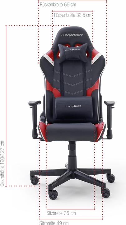 DXRacer Sedia da gioco P Series PF188-NRW Sedia da gioco, nero-rosso-bianco