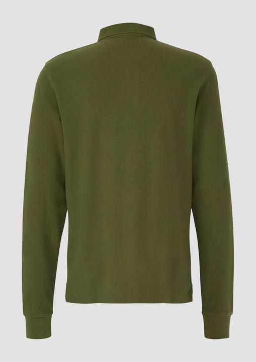 Produktbild s.Oliver Polo-Shirt Langarm-Poloshirt mit Waffelstruktur und Logo-Patch (S)