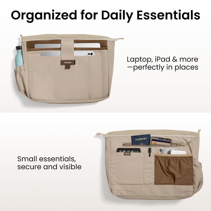 Actual product image tomtoc Terra-T38 Puffy Laptop Tote Bag, 13.5L, beige (16")