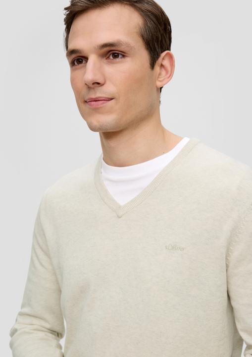 Produktbild S.Oliver Strickpullover Strickpullover mit Logo-Stickerei (3XL)