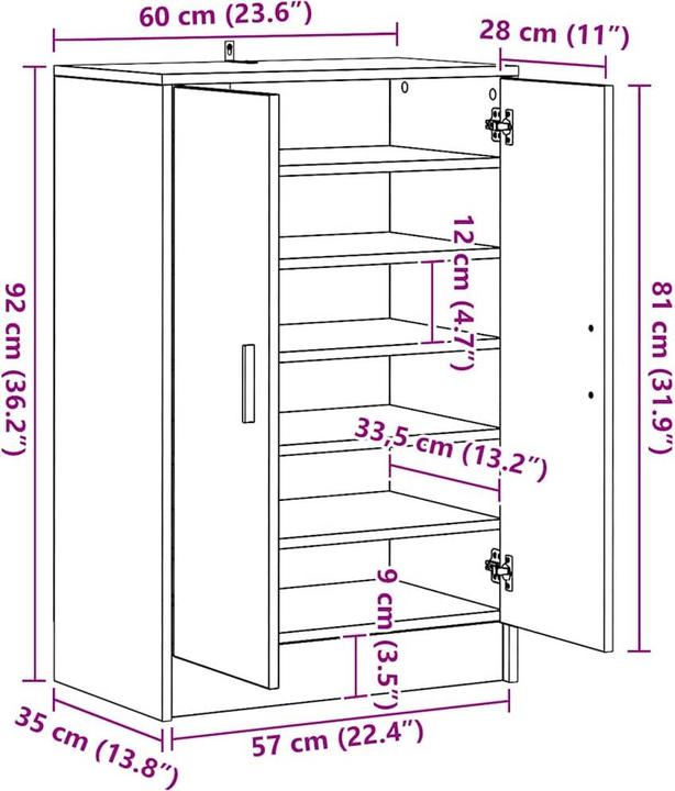 Actual product image vidaXL Jakob (60 x 35 x 92 cm)