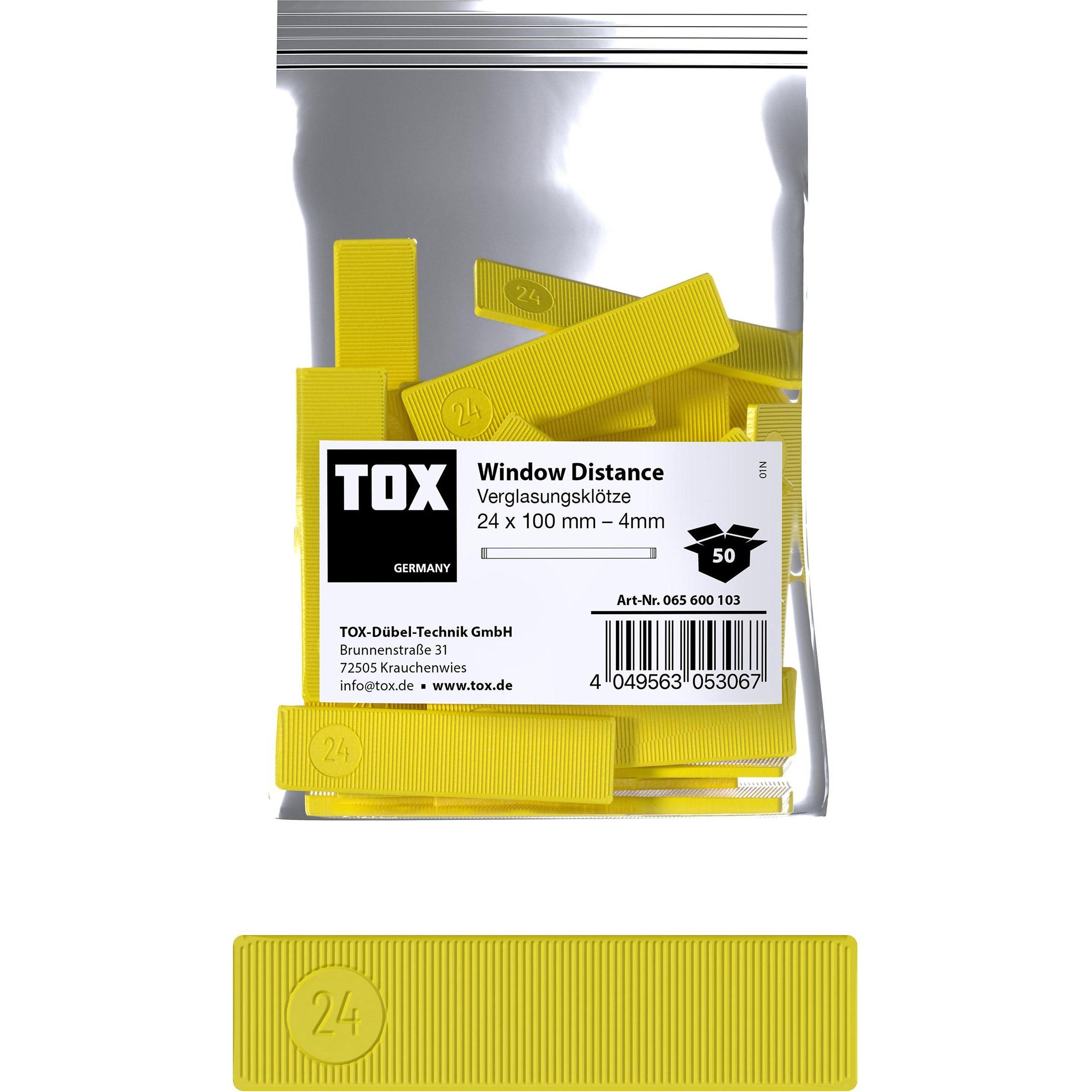 Tox, Dübel, Verglasungsklötze 24x100 mm Window Distance 4 mm (50 Stk.) (50 Stk.)