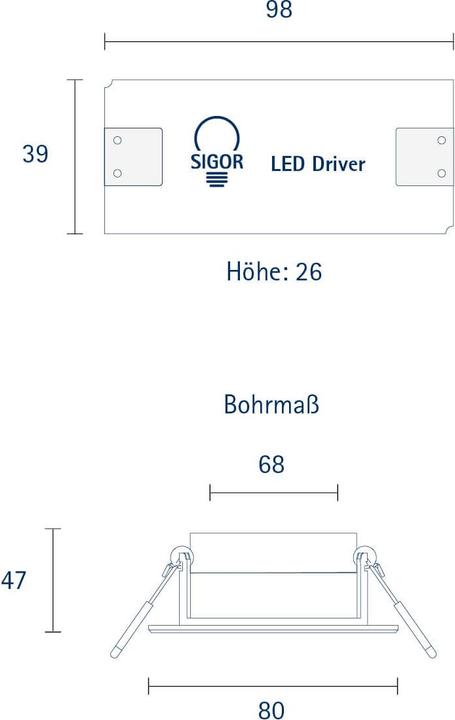 Immagine prodotto Sigor Luce da incasso a LED ARGENT 80mm bianco 2700K 47x47mm bianco caldo