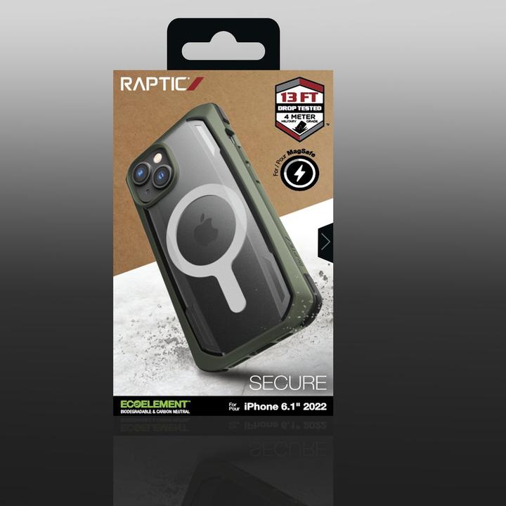 Actual product image X-Doria Raptic Secure Case for iPhone 14 with Green MagSafe Armored Cover (Apple iPhone 14)