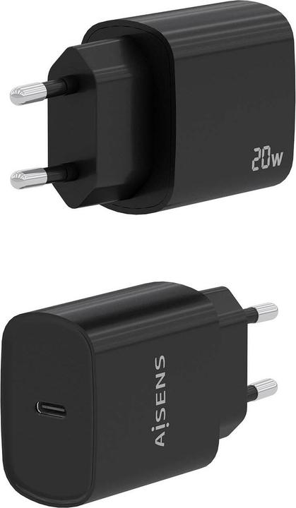 Actual product image Aisens CARGADOR USB-C PD3.0 1 PUERTO 1XUSB-C 20W NEGRO (20 W, 1 portion)