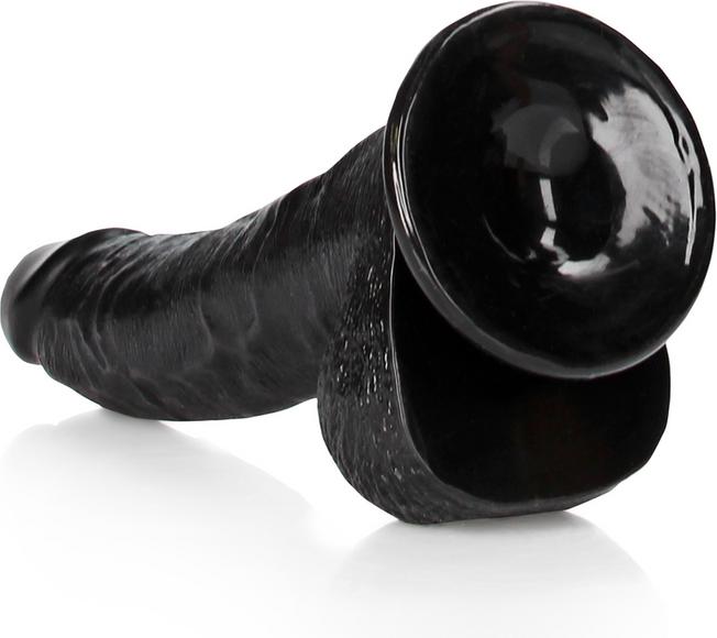 Productafbeelding RealRock Gebogen realistische dildo met ballen en zuignap - 8"/ 20,5 cm