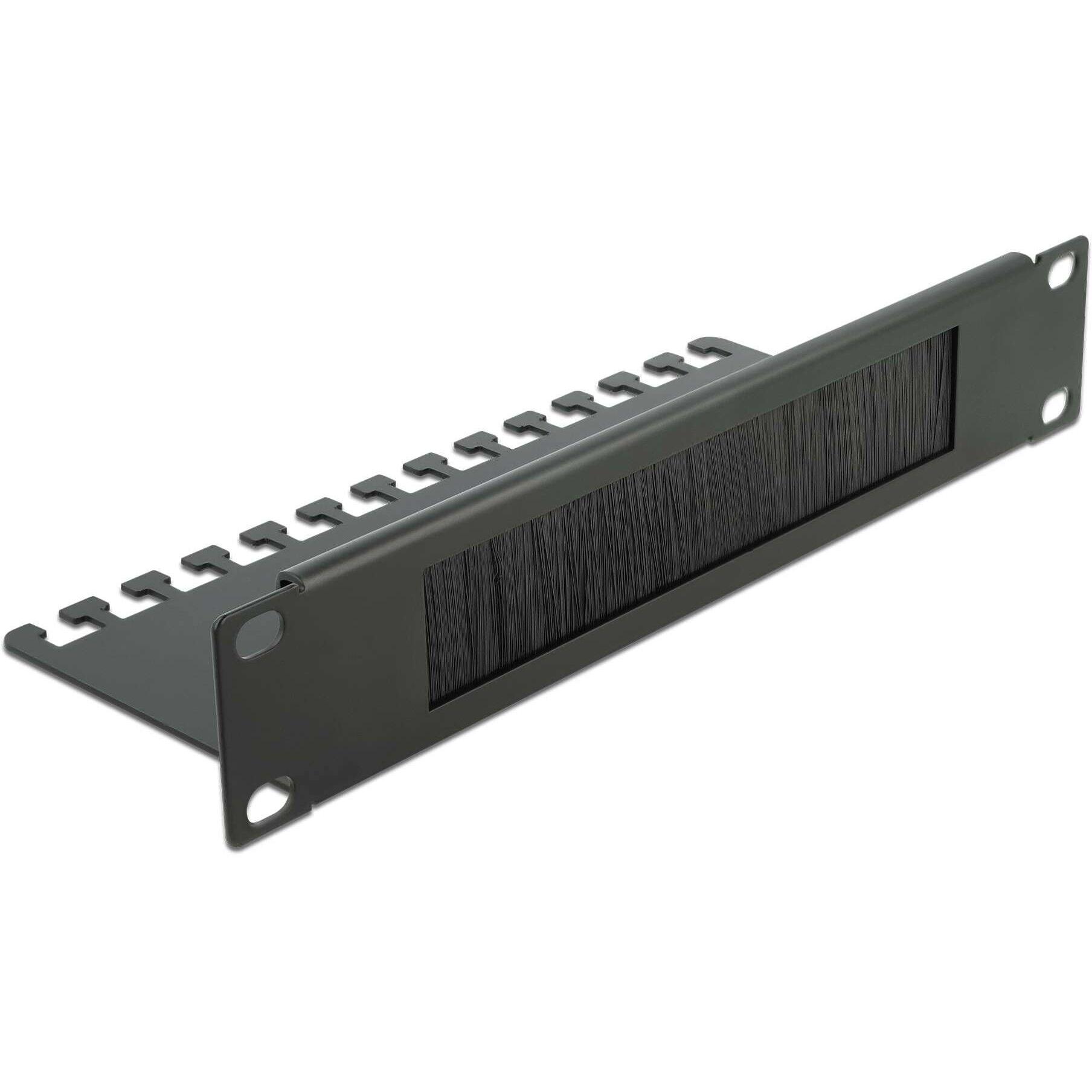 Delock Cable Management Brush Strip with Cable Support Plate, Serverschrank Zubehör, Schwarz