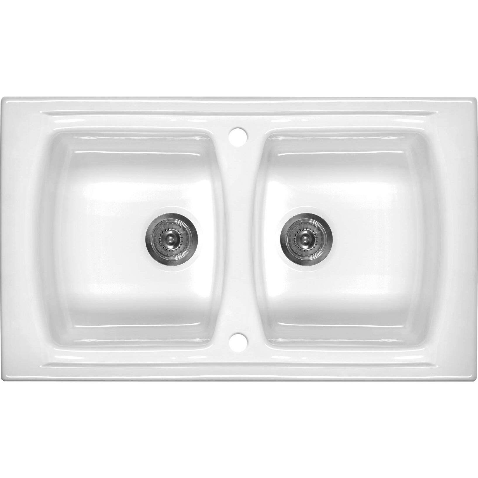 No Name Keramikspüle mit 2 Becken (64 cm, 50 cm) (ZCL_620N)