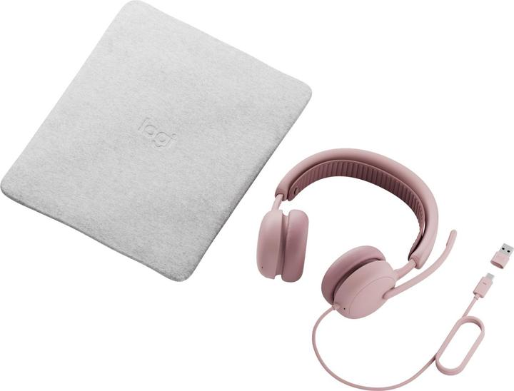 Actual product image Logitech Zone Wired 2 for Business, Wired, Rose (Cable, USB-C, Microsoft teams)
