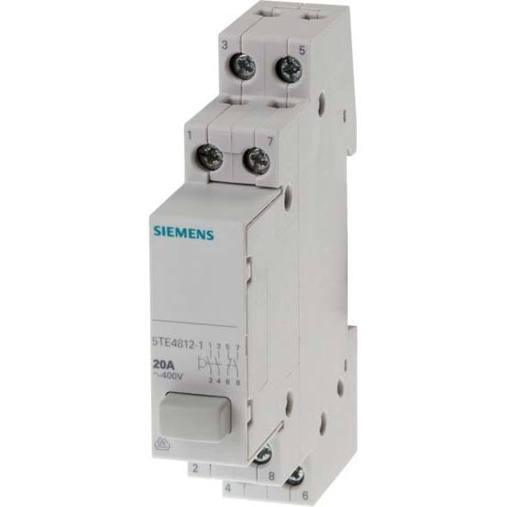 Siemens Taster REG 3S 1Ö 20A 400VAC 1TE 5TE4812-1, Taster + Schalter, Grau