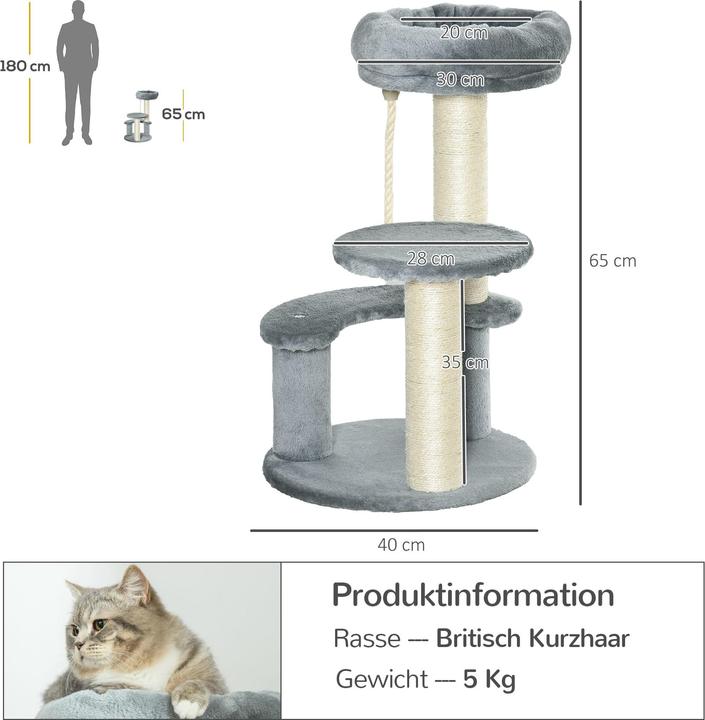 Actual product image PawHut Climbing tree for cats (65 cm, Grey)