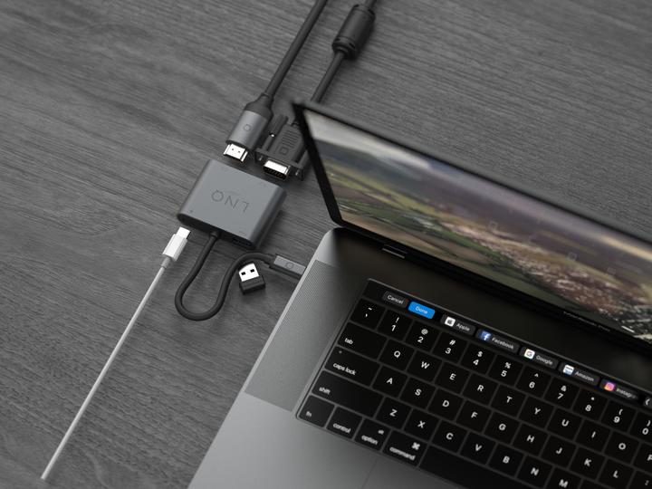 Actual product image LINQ Connects USB-C -> 1x HDMI, 1x VGA, 1x USB-C, 1x USB-A LQ48001 grey (USB-C, 3 ports)