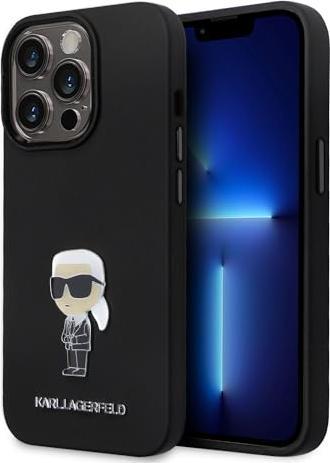 Actual product image Karl Lagerfeld KLHCP15LSMHKNPK iPhone 15 Pro 6.1" czarny/black Silicone Ikonik Metal Pin (Apple iPhone 15 Pro)