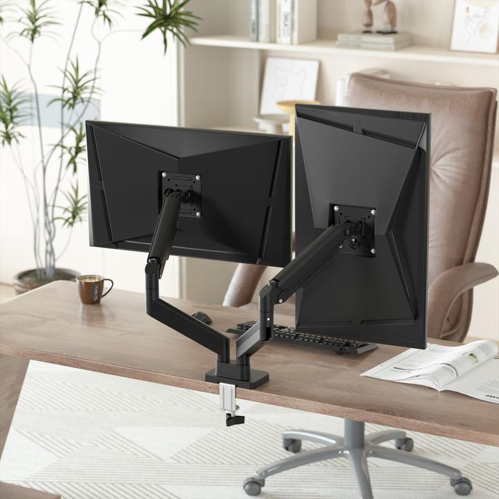 Actual product image Gembird Schreibtisch montiert einstellbare Doppelmonitorarm 17 "-32" Schwarz (Table, 32", 10 kg)