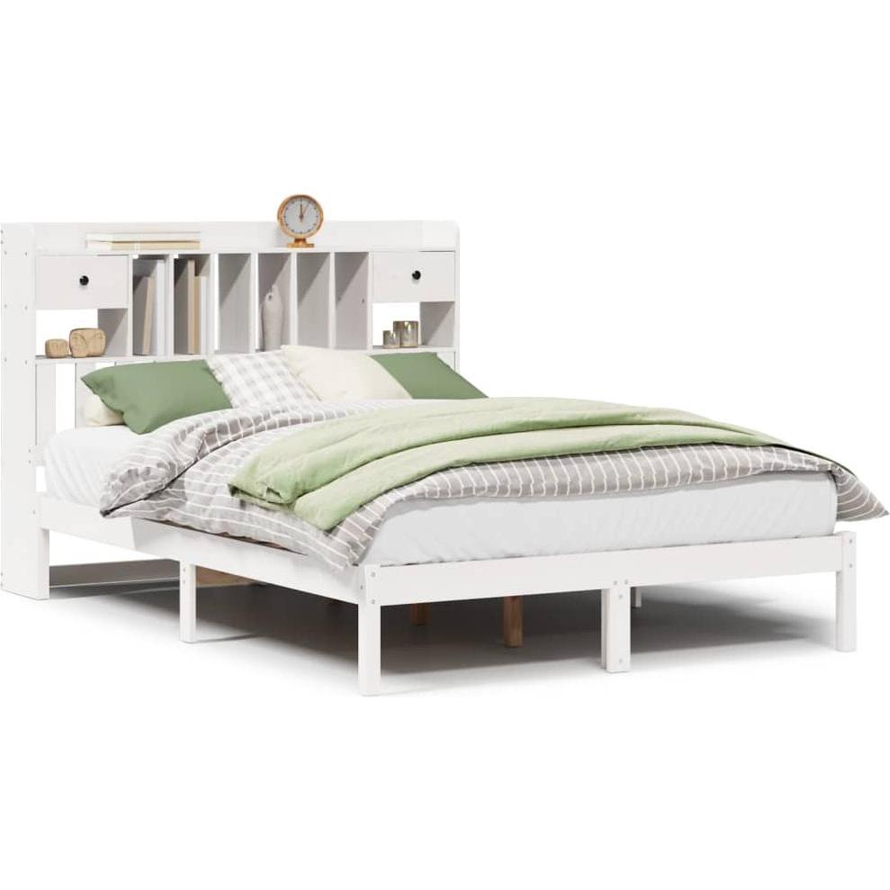 VidaXL, Bett, Massivholzbett Holzbett Bett Doppelbett Bettgestell Weiss 160x200cm Kiefer (160 x 200 cm)