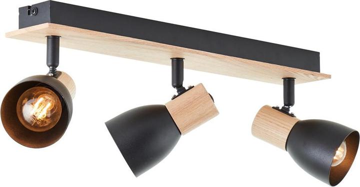 Produktbild Brilliant Daintree Spotbalken 3-flammig holz/schwarz Metall/Holz 3x D45, E14 (E14)