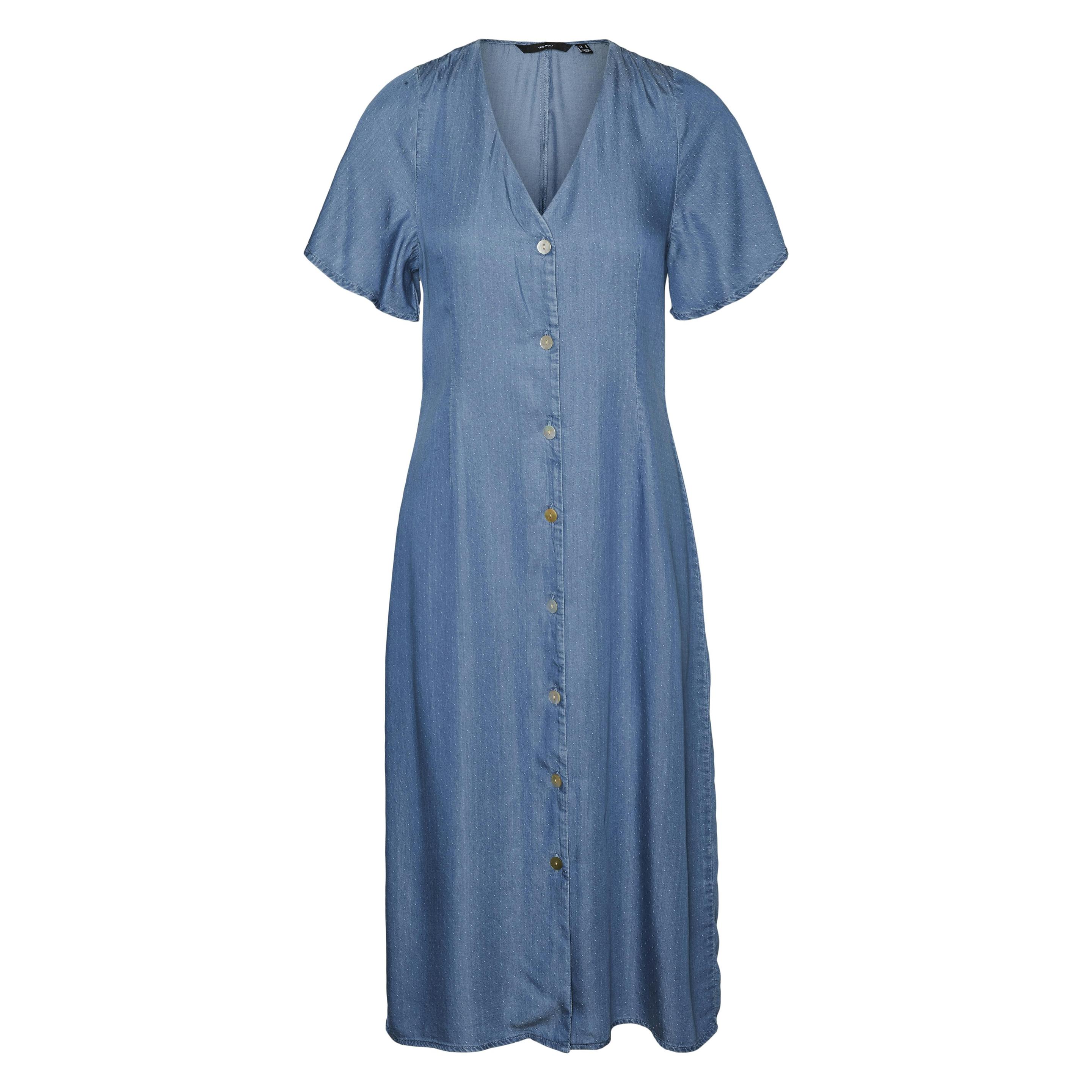 Vero Moda, Damen, Kleider, Vmliliana Ss Calf Dress Ga, Blau