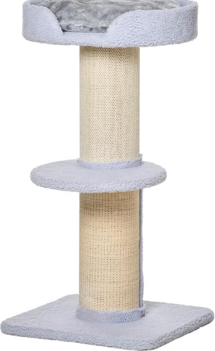 Produktbild PawHut Kratzbaum mit Plattform (91 cm, Hellgrau, Blau)