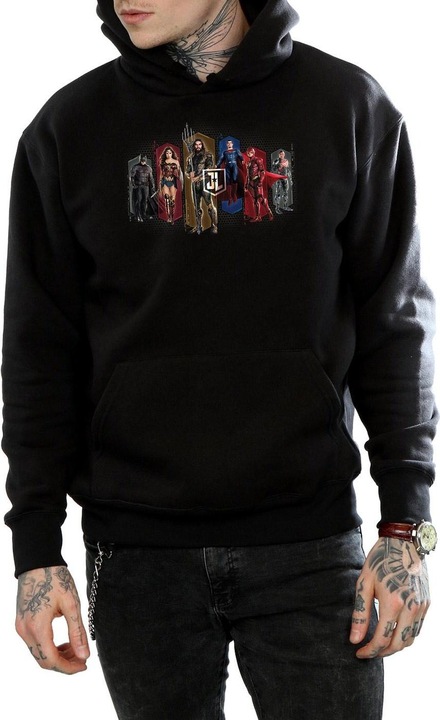 Image du produit - Sweat à capuche JUSTICE LEAGUE MOVIE TEAM HEXAGONS - Homme (L)