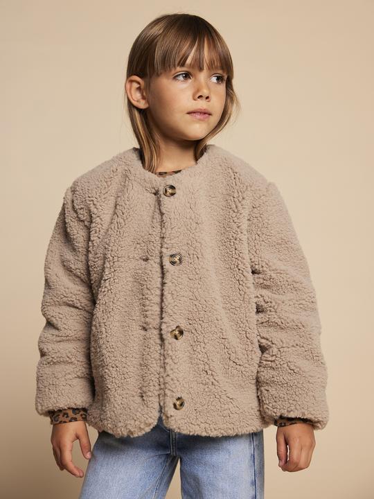 Envie de Fraise Mädchen Jacke mit Teddyfleece Mama-Tochter-Capsule, Futter mit Leo-Print (128)