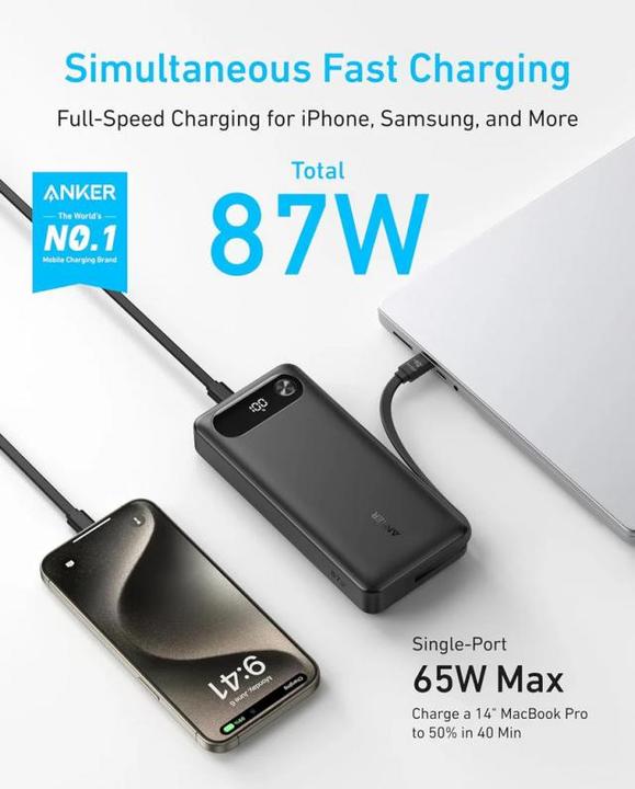 Actual product image Anker Power Bank A1383011 (20000 mAh, 87 W, 65 Wh)