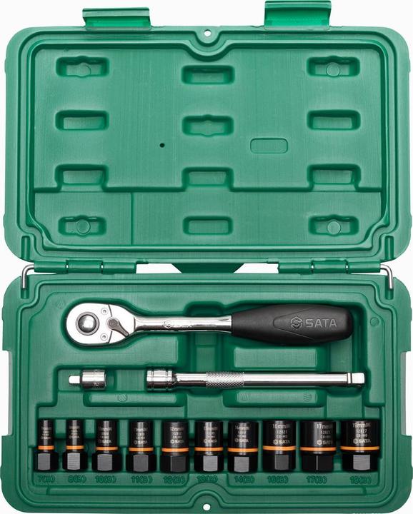 Actual product image SATA BoltBiter screw extractor set, 13 pieces, 1/4 and 3/8 " (19 mm, 12 mm, 14 mm, 16 mm, 10 mm, 18 mm, 7 mm, 17 mm, 11 mm, 15 mm, 8 mm, 9 mm, 13 mm)