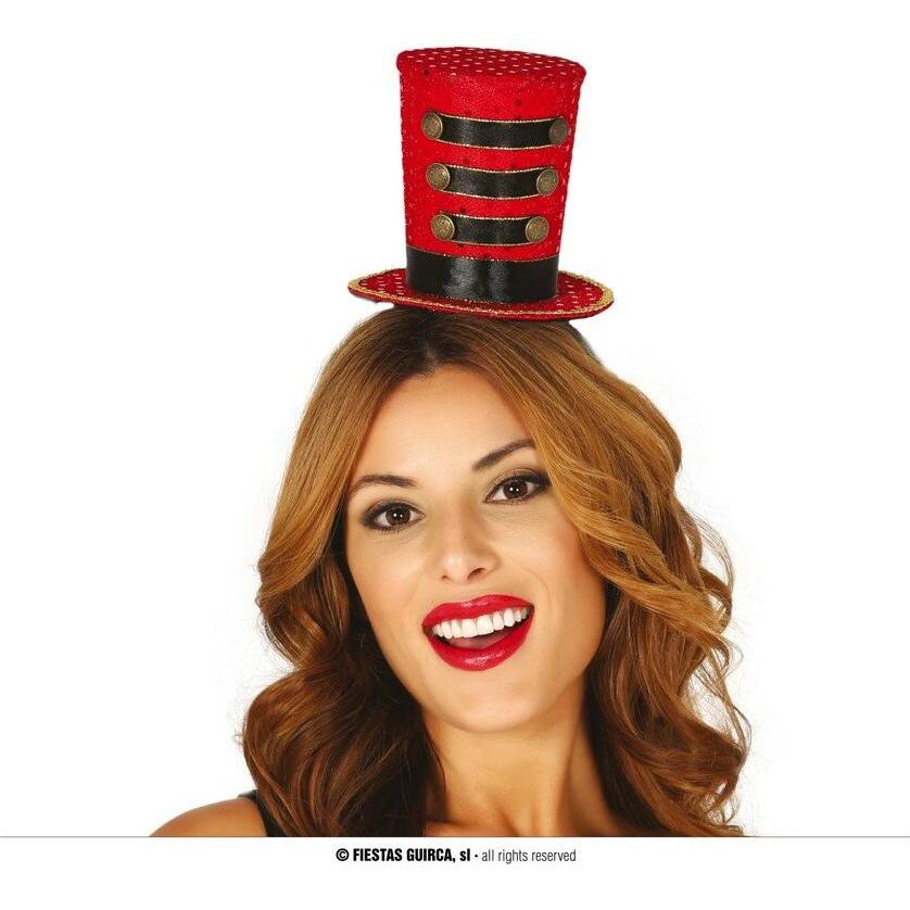 Thumbnail - Fiestas Guirca Guirca Steampunk Mini-Hut Zylinder rot-schwarz Einheitsgrösse