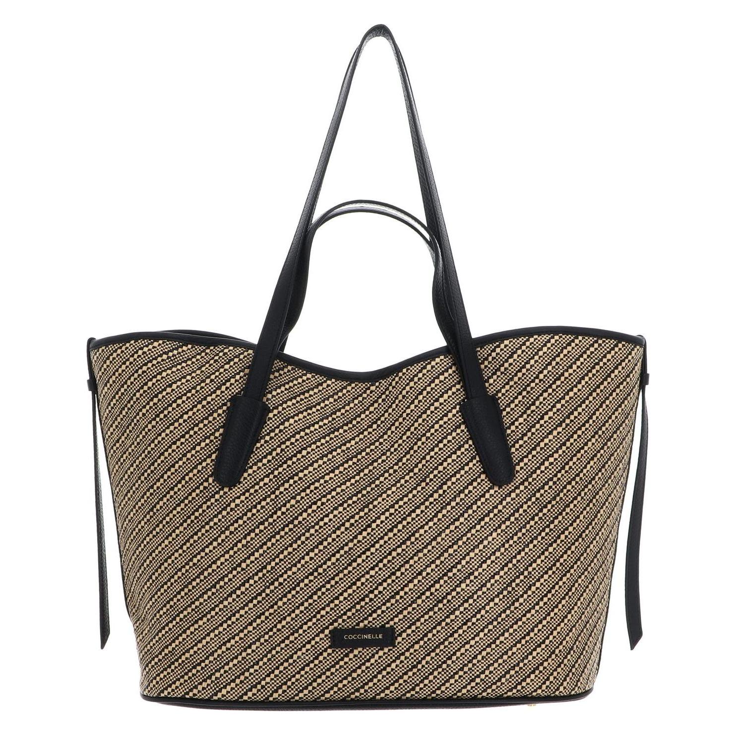 Coccinelle, Damen, Tasche, New Never Without Bag Bicolor Straw Handbag, Beige, Schwarz