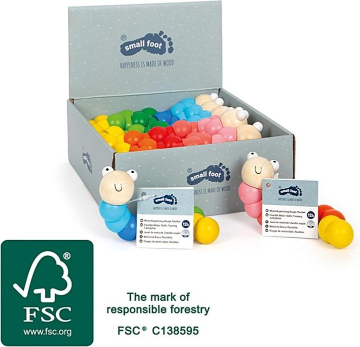 Actual product image small foot Wooden caterpillar (random model)