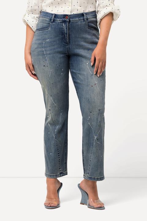 Image du produit Ulla Popken Jean Mandy, jambe large. Éclats de peinture. Coutures fantaisie. (42)