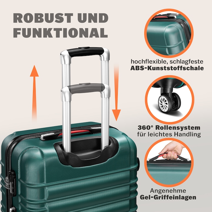 Image du produit Monzana Set de 4 valises rigides (120 l, Bagage à main (jusqu'à 50l), M (50 - 90l), L (90 - 115l), XL (à partir de 115l))