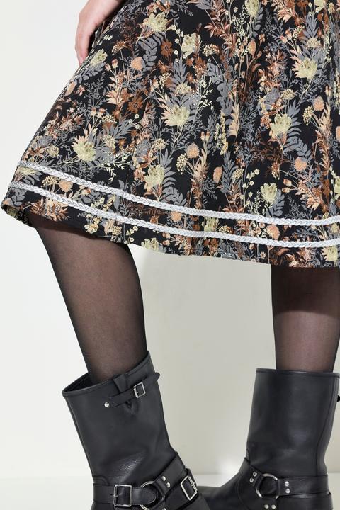 Produktbild Ulla Popken Jacquard-Midirock, A-Linie, Elastikbund, Glitzerkordel (62)
