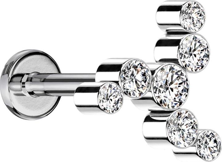 Produktbild Star Piercing Micro Labret Innengewinde silber Windrad sieben Kristalle silber (ohne Messing, Titan)