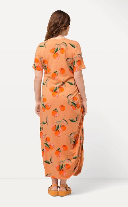 Image du produit Ulla Popken Robe maxi à imprimé pêche en coton bio, à col rond et manches courtes (42, 44)