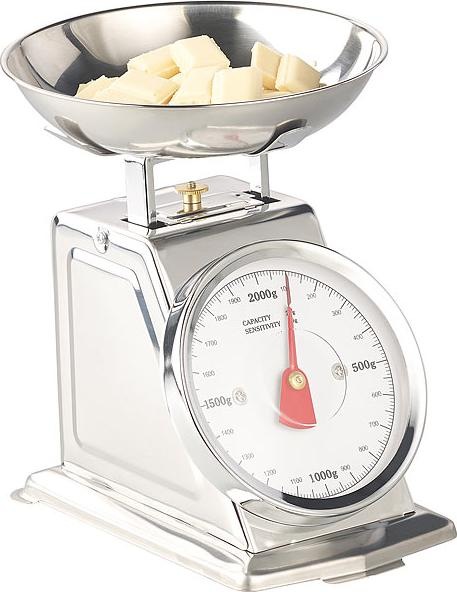 Produktbild Rosenstein & Söhne Analoge Retro-Küchenwaage bis 2 kg mit Tara-Funktion, Edelstahl