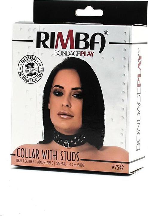 Actual product image Rimba Leather collar with studs