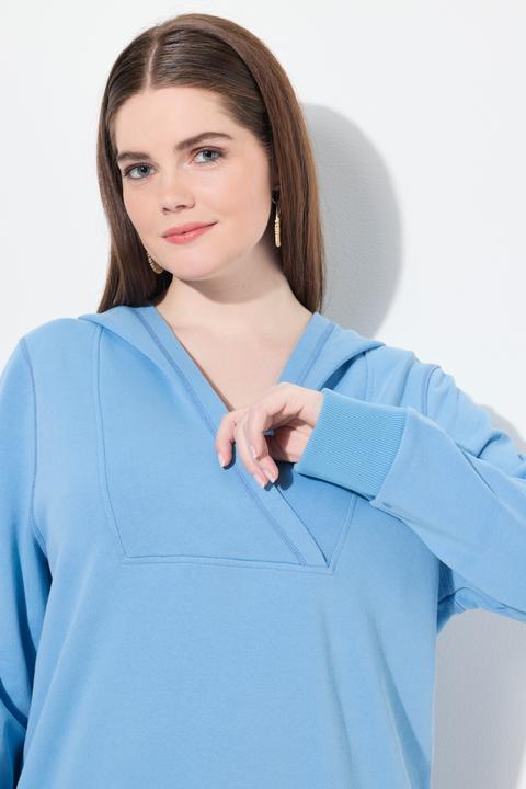 Immagine prodotto Ulla Popken Maglia in cotone biologico con inserto con colletto a scialle e maniche lunghe (46, 48)