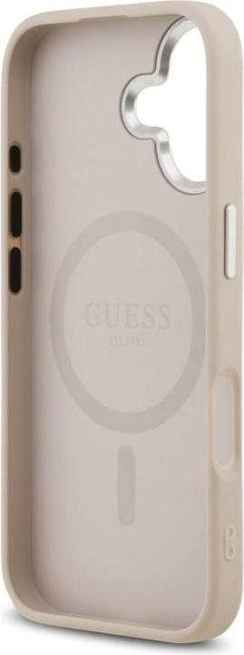 Productafbeelding Guess Case Magsafe PU Leather Case With Triangle Logo Silver Metal Camera Frame For iPhone 17 Pink (Apple iPhone 17)