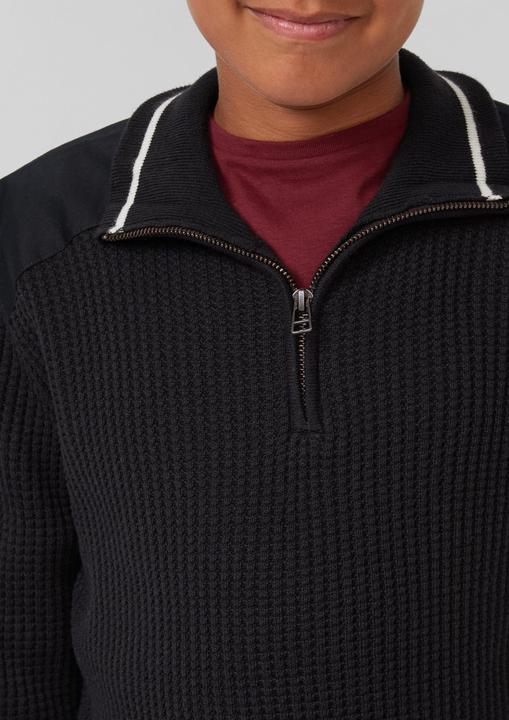 Immagine prodotto s.Oliver Strickpullover Strickpullover mit Troyer-Kragen und Schulterpaneelen aus Webstoff (146, 152)