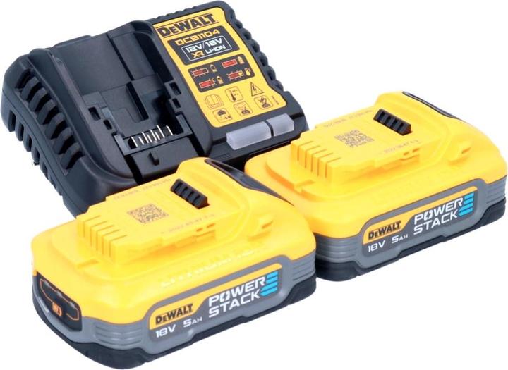 Productafbeelding DeWalt 18V Powerstack-accustarterkit / 2x 5Ah + DCB1104 (18 V)