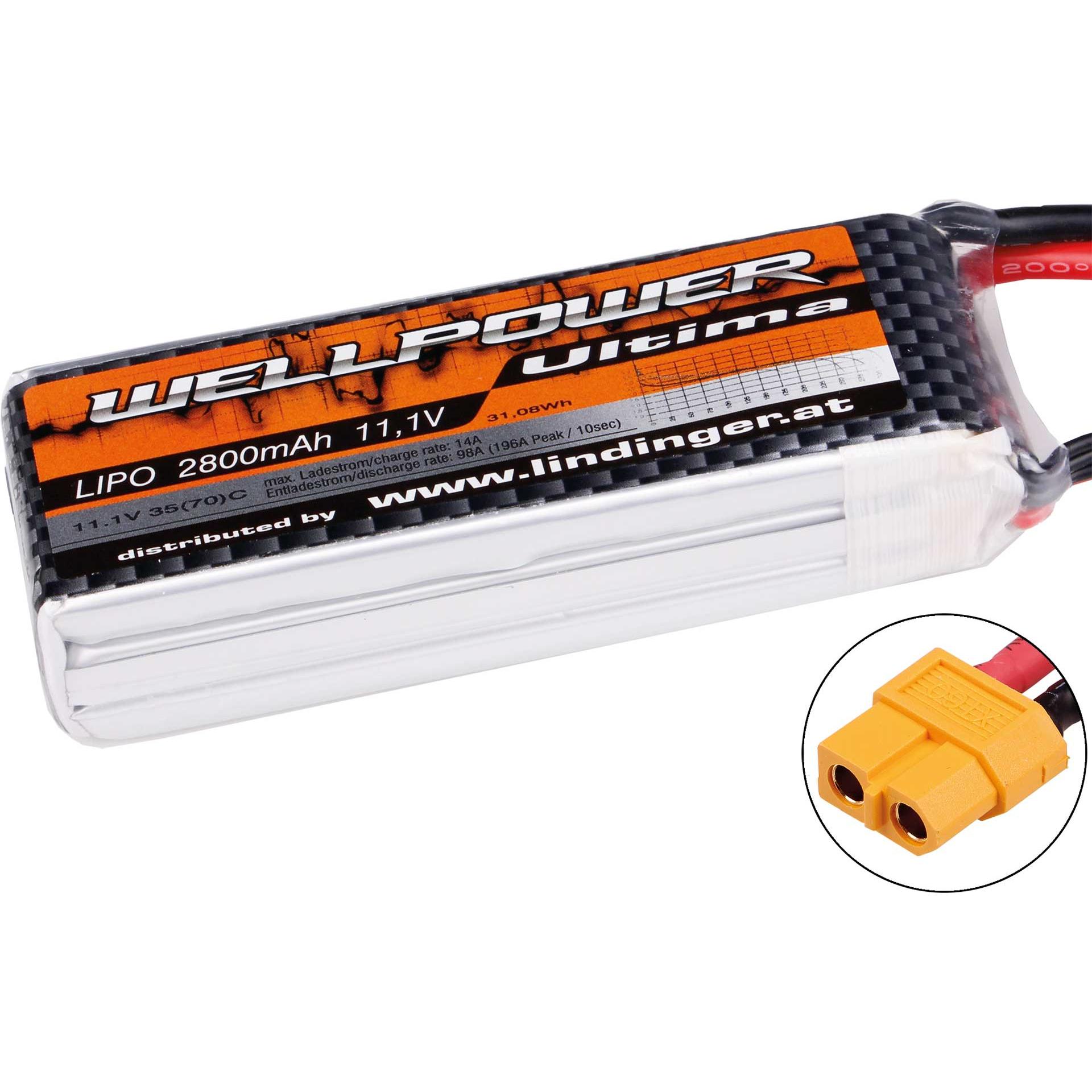 Thumbnail - Wellpower Lipo Akku Ultima 2800 mAh / 11,1 Volt 3S 35/70C CH5/8 XT-60 (11.10 V, 2800 mAh)